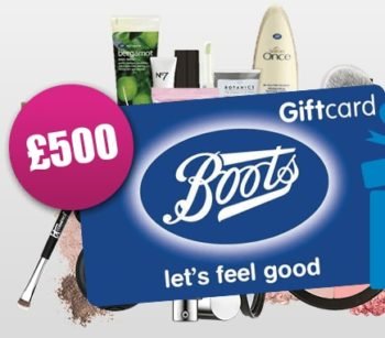 WIN 500 POUND BOOTS GIFT CARD