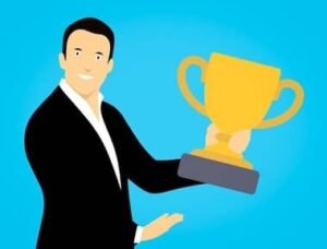 Picture of someone holding a prize